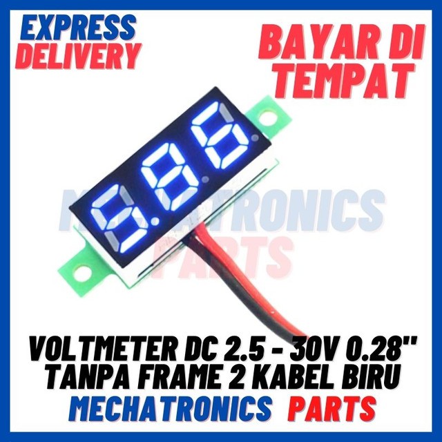 [DSP-9407] VOLTMETER DC 2.5 - 30V 0.28&quot; TANPA FRAME 2 KABEL BIRU