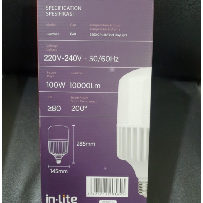 InLite LED Capsule TForce Bulb 100W Lampu 100 Watt E40 in-Lite 100Watt