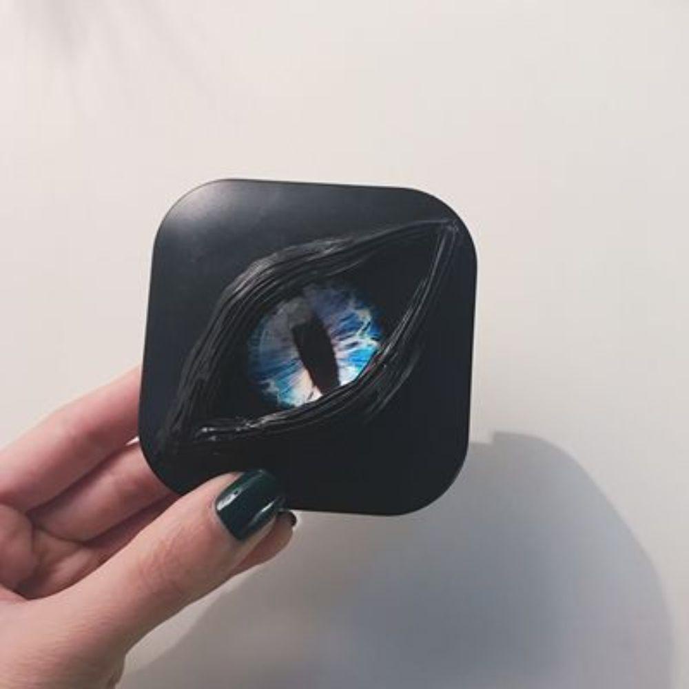 [Elegan] Lensa Double Connect Box Dengan Cermin Kepribadian Mini 3D Mata Hadiah Halloween Travel Accessaries Contact Lens Holder
