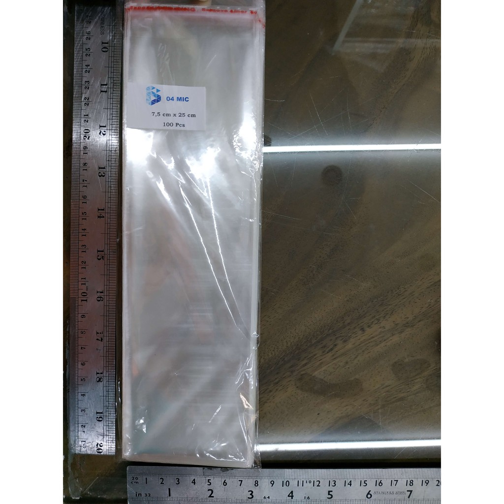 

7,5 x 25 cm Plastik OPP TEBAL (100 lbr) (lem/seal)