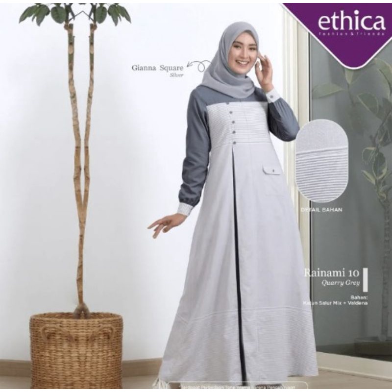 GAMIS BUSANA MUSLIM ETHICA RAINAMI 10 QUARRY GREY ( COD )
