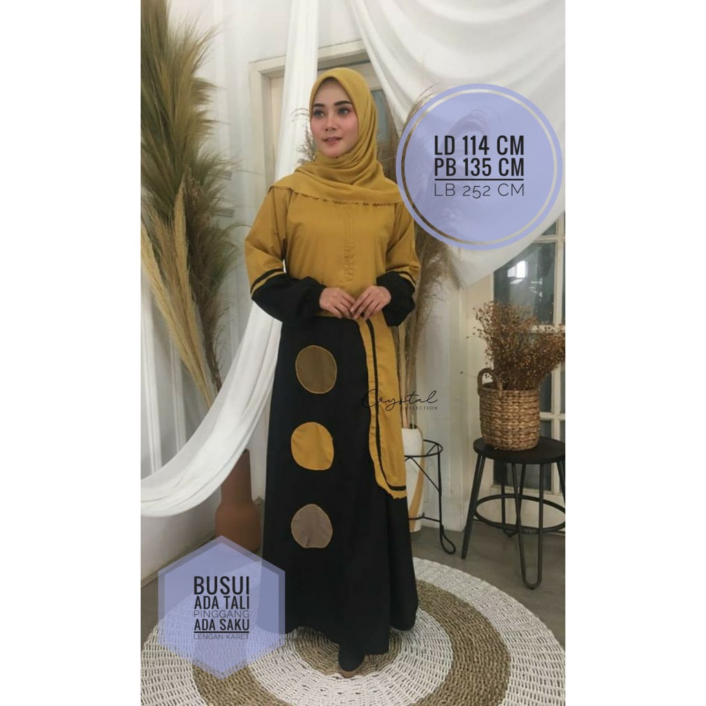 Gamis Ninos toyobo Nino ASSYAFA cyrcle 3 baju muslim polkadot wanita terbaru tuyobo fodu XL