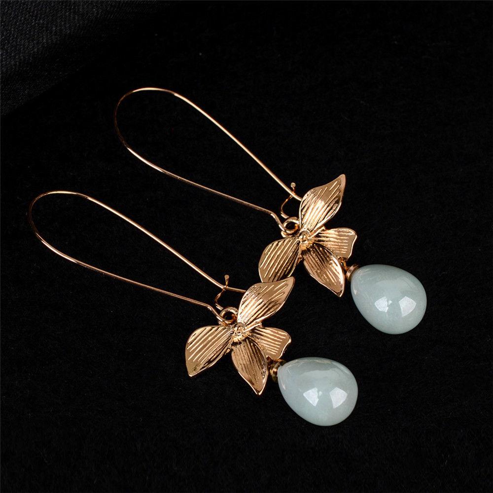 PREVA 1Pair Orchid Flower Earrings New Hook Charm Pearl