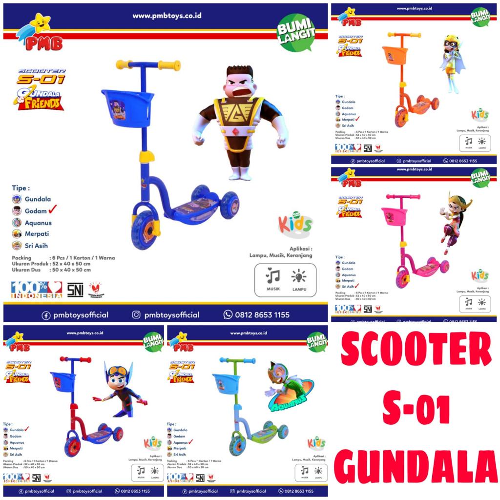 Skuter PMB S-01 Gundala Nickel S01 Sekuter Musik Anak Scooter Otopet Otoped S 01 S1 S 1 Nikel Nekel