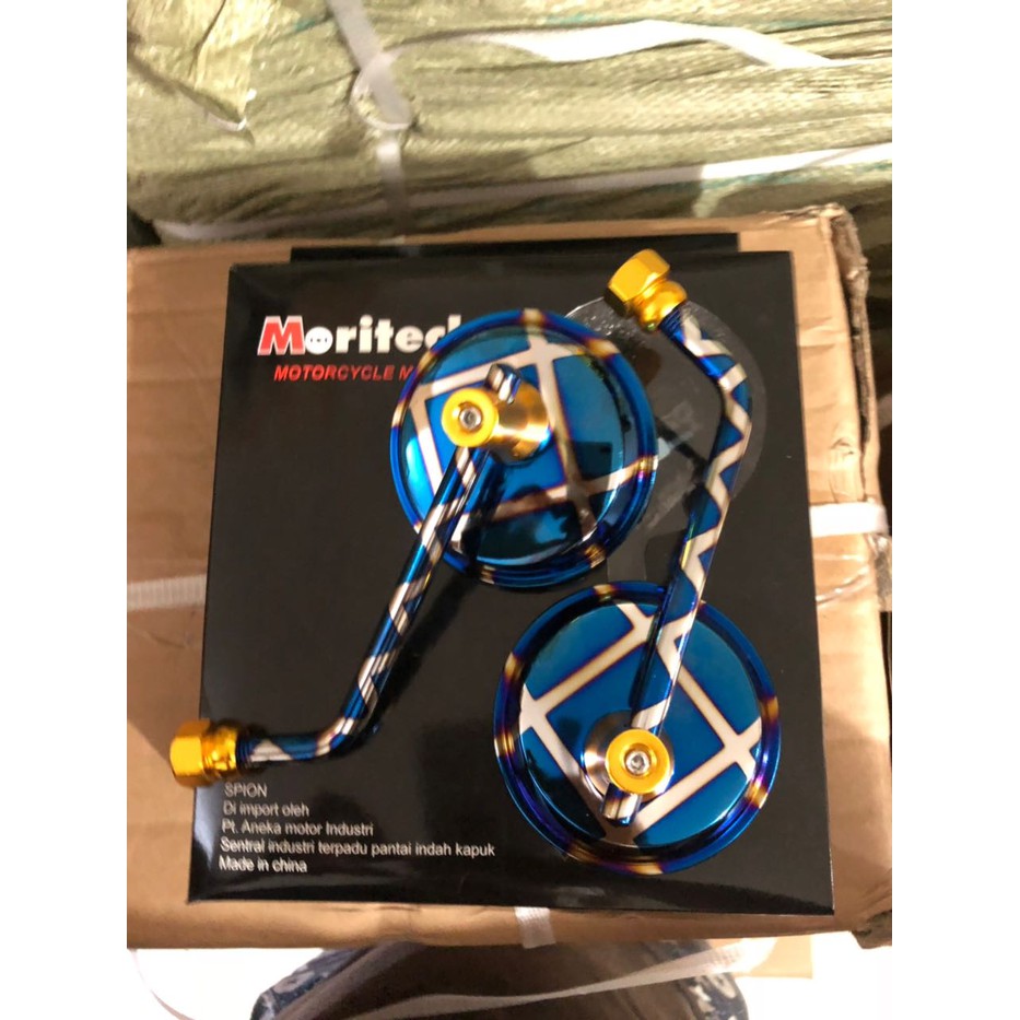 Spion Bulat Rainbow Blue - Thailok Matic Bebek Honda Yamaha - Variasi Motor