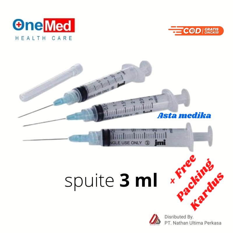 Spuit 3cc Onemed With Needle 23G x 1 1/4&quot; Disposable Syringe 5ml Onemed Alat Suntik 5ml One Med Suntikan 5cc OneMed