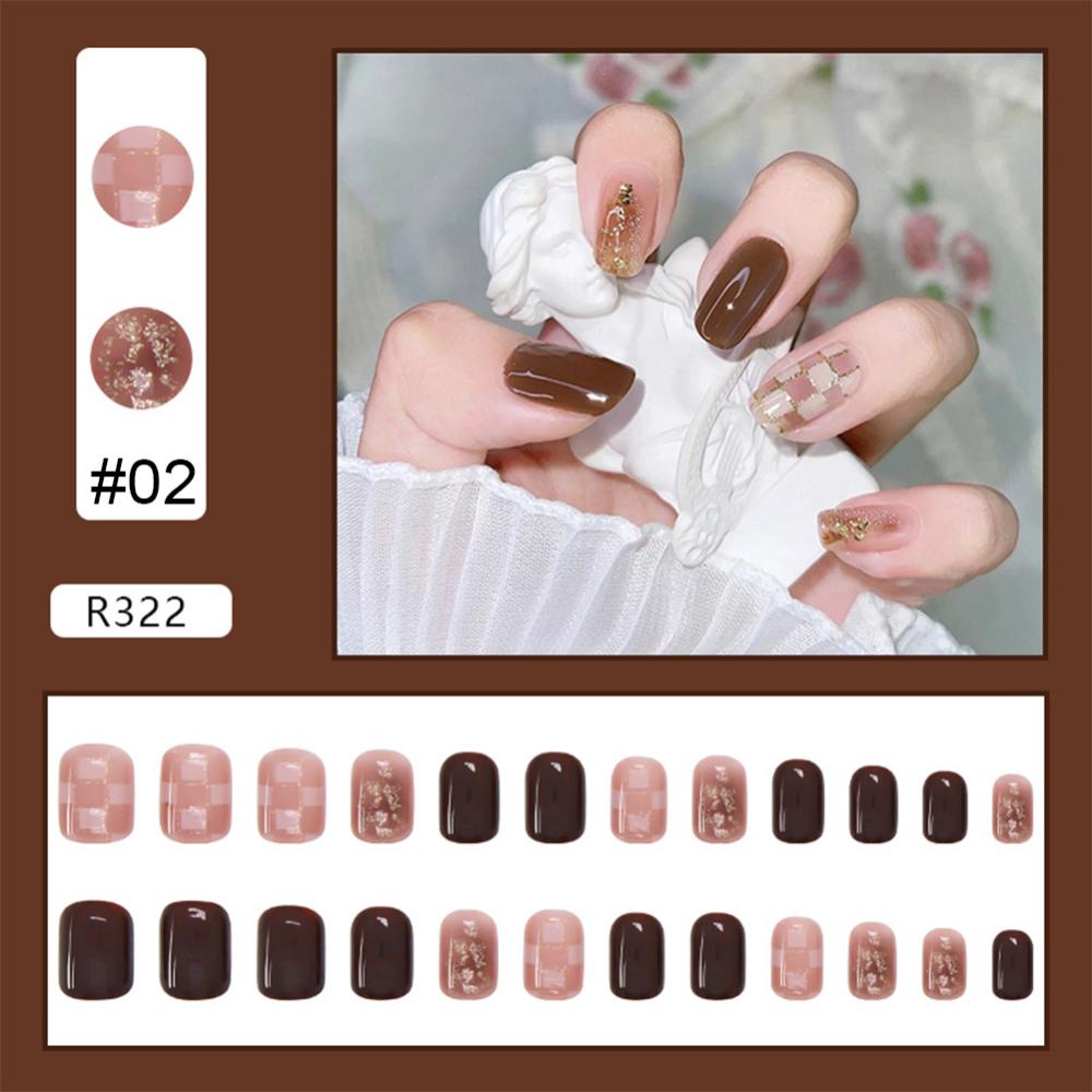 Timekey 24pcs / set Kuku Palsu Extension Removable Untuk Nail Art A3K1