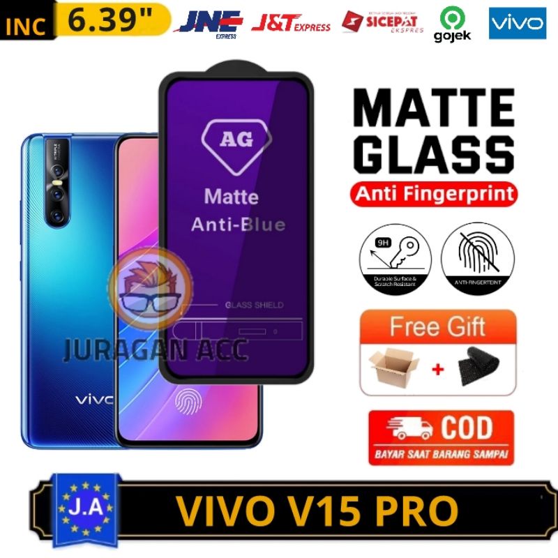 Tempered Glass Full Layar Anti Minyak Blue Matte Vivo V15 PRO TG Anti Gores Radiasi Vivo V15PRO