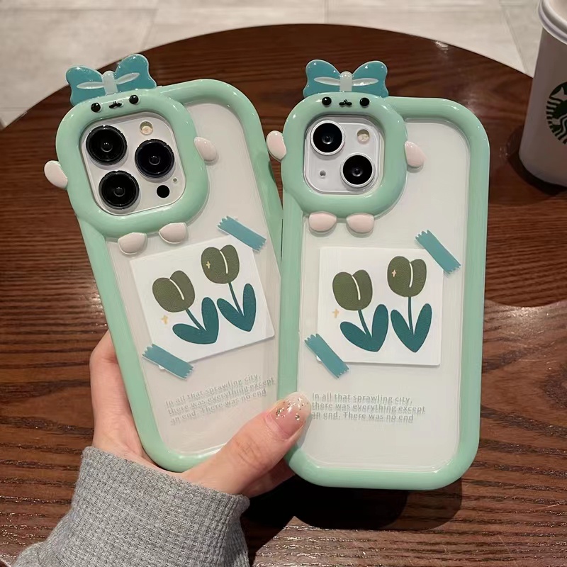 Ins Soft Case TPU Motif Bunga Tulip Untuk iPhone 14 14pro 14max 14prm 13 13pro 13pro 13prm 11 6splus 7Plus 8Plus Xr XS 13 12pro Max