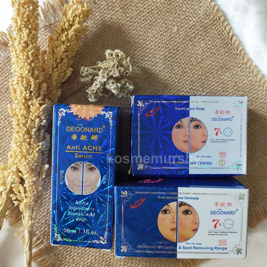 ( ORIGINAL ) Paket Deonard Set 20 gr + Sabun Whitening + Serum Acne