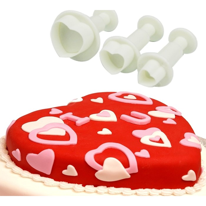 Fondant Plunger Cutter  - Cetakan Fondant Heart Shape (3pcs)