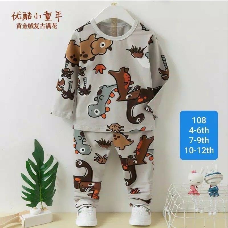 piyama anak set PP Dino Import