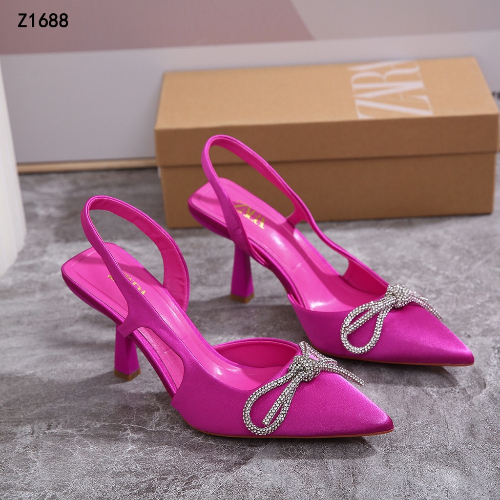 ZR Satin High Heels Pointed Sandals Z1688