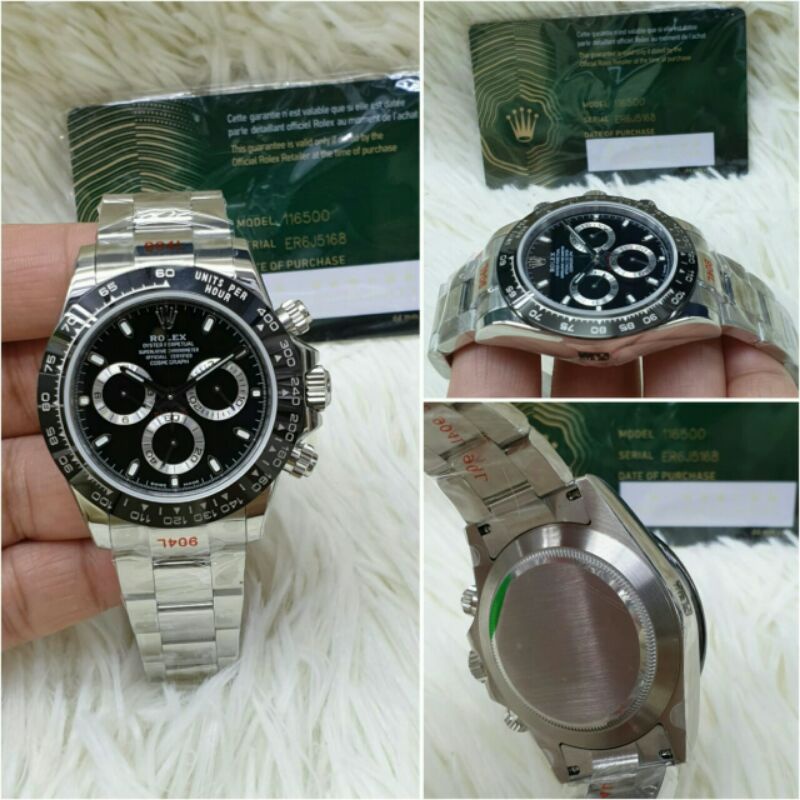 jam tangan pria rolex daytona crono stainless kualitas original