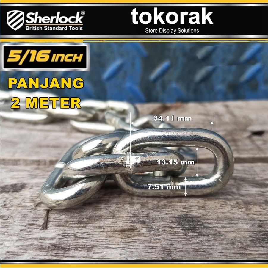 RANTAI BESI 8 MM 2 METER SHERLOCK - RANTAI KAPAL GALVANIZED 5/16 INCH