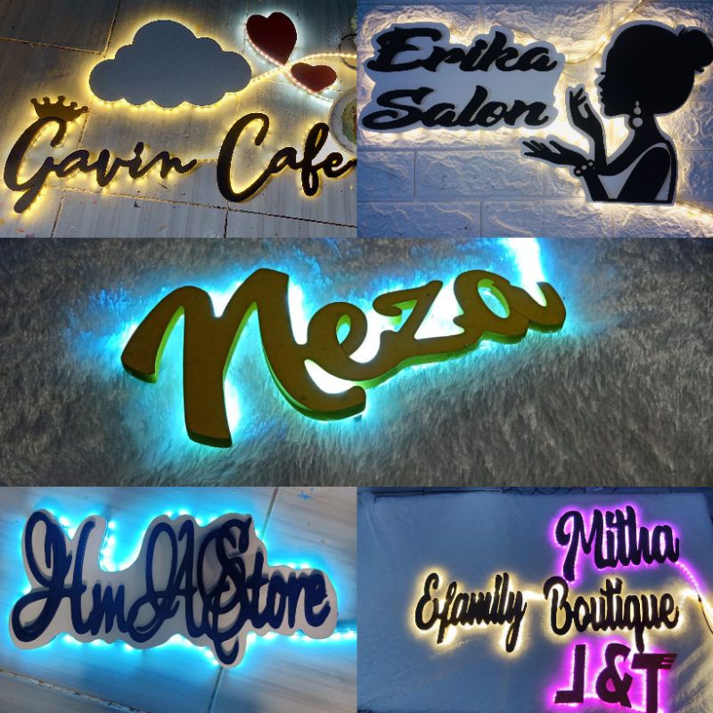 Huruf ukir nyala/Ukiran Kayu/Huruf Nama Menyala(Harga Perhuruf) Huruf Ukir Custom/Huruf Ukir Kayu