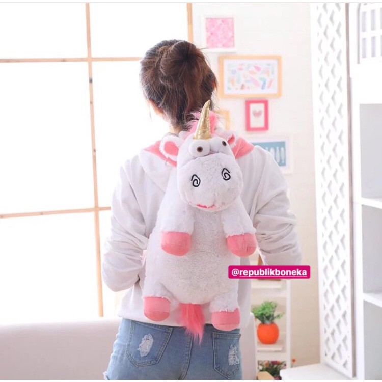 BONEKA TAS UNICORN FLUFFY BAG 60CM