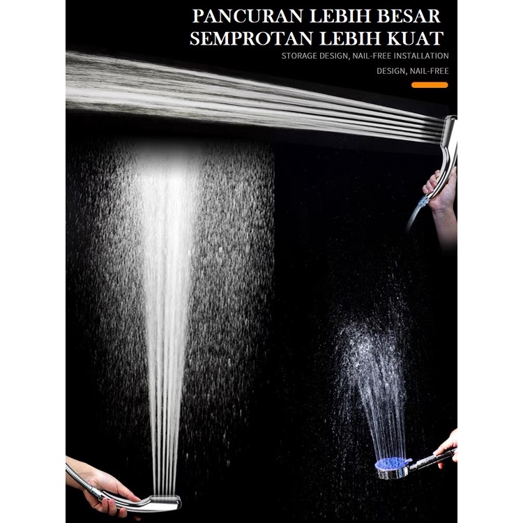 Hand Shower Hemat Air 300 Lubang Tekanan Kencang Shower Aerator Tinggi Pancuran Salon Kepala Mandi Filter Rumah Hotel Kantor Mewah Home House Office Luxury Lux Kamar Mandi Toilet