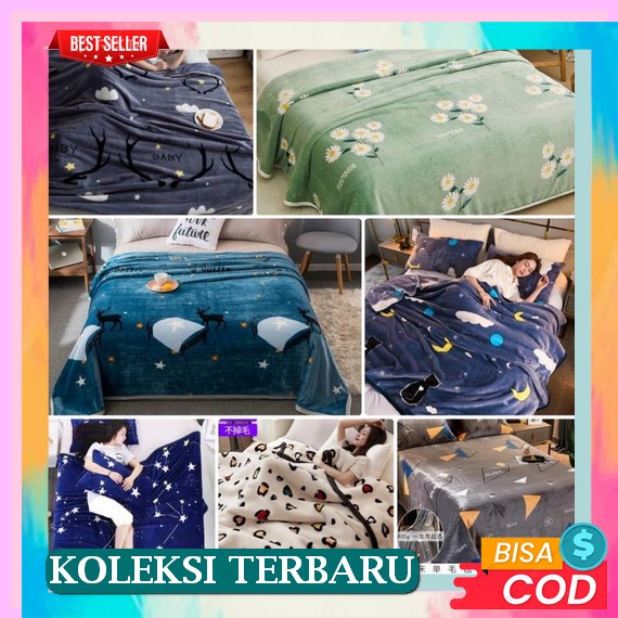 Selimut Tebal/Selimut Karakter/Selimut Murah Selimut Bulu Polos Extra Tebal 180X200Cm Dewasa Premium