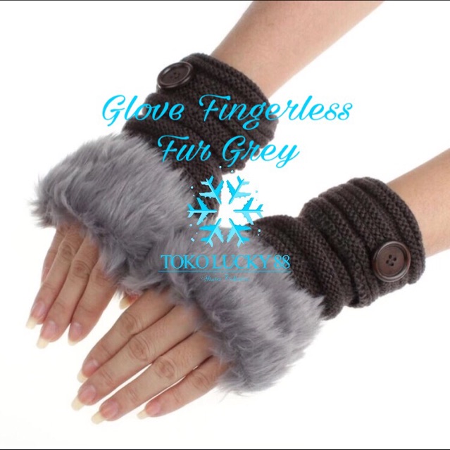 IMPORT Glove Fingerless Fur Sarung Tangan Winter Musim Dingin Bulu Lembut Fingerless Fur