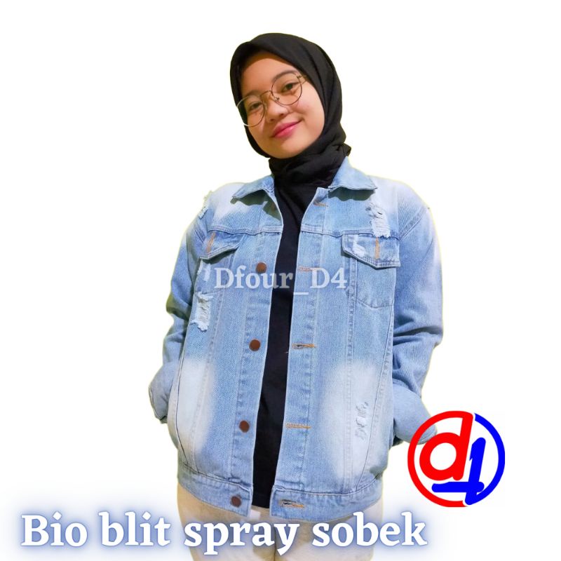 Dfour Jaket Jeans Sobek Wanita M-L-XL