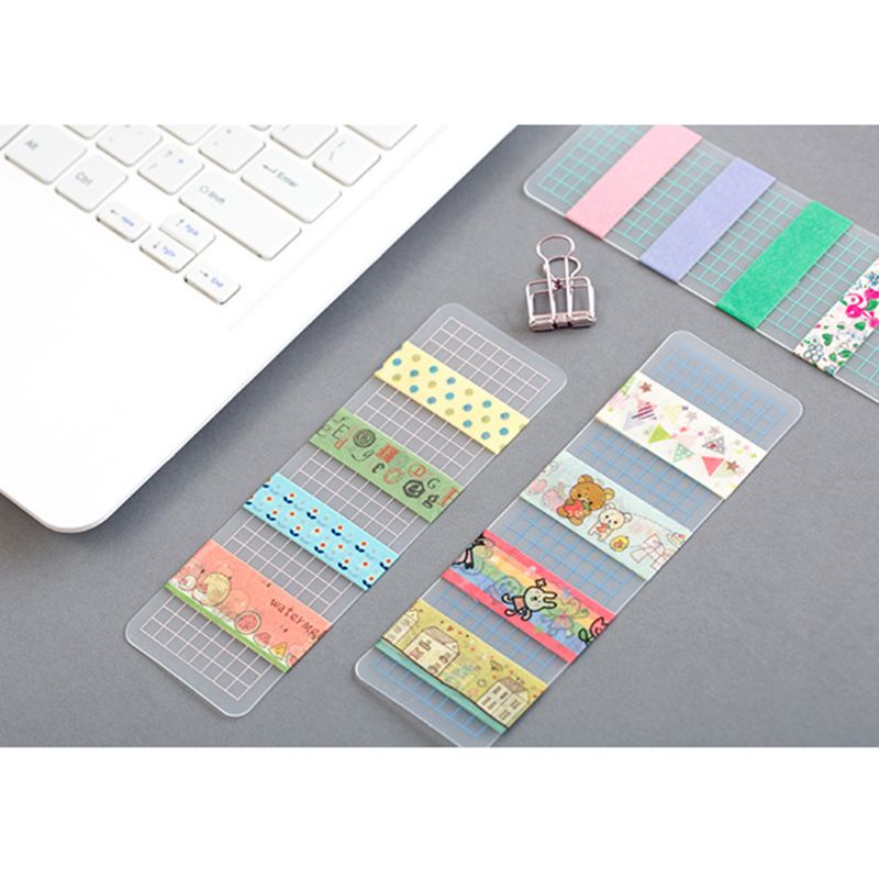 Mary 12pak Reusable Washi Tape Terpisah PVC Clear Bookmark Won'for t Harm Tape Untuk DIY Handmade Lovers Gadis Seni Kerajinan