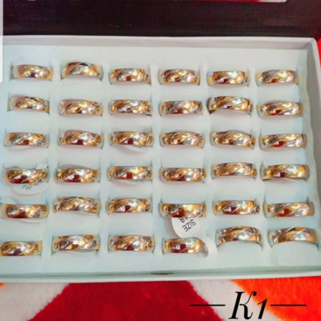 Cincin titanium lapis emas 24k per pcs 2601