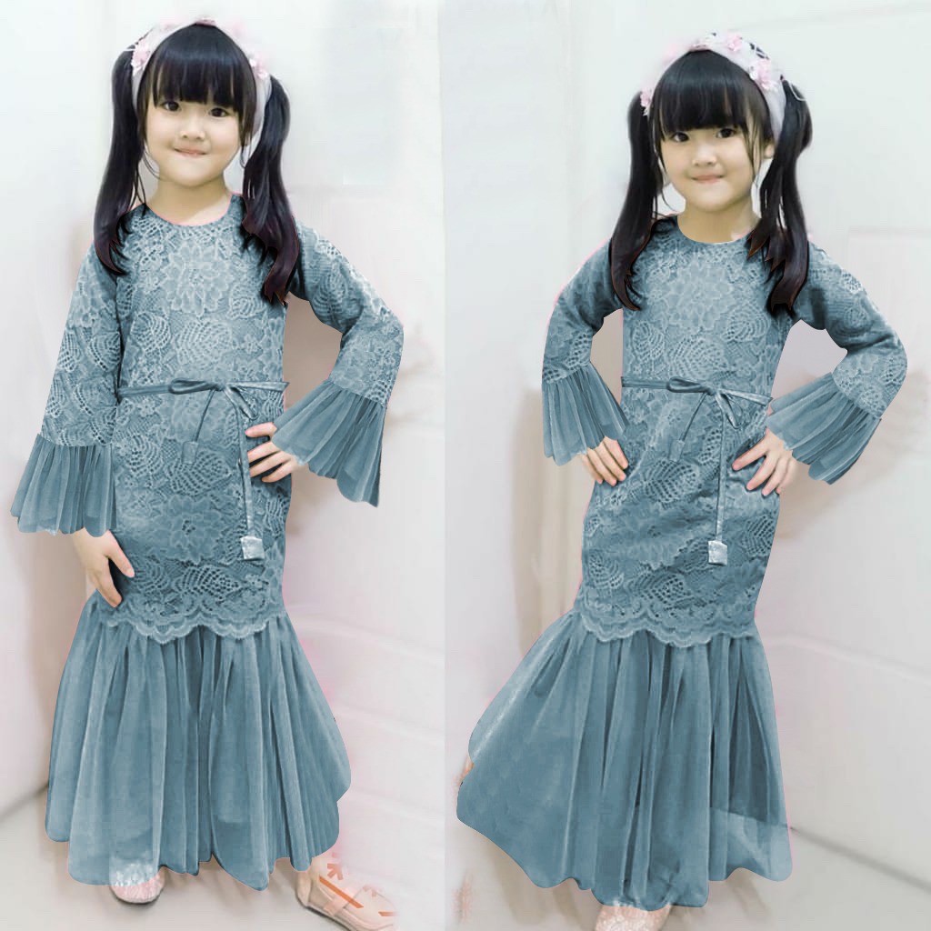 Kid Zarky Baju Gamis Full Brukat Anak Perempuan Tanggung Usia 3-12 Tahun Premium