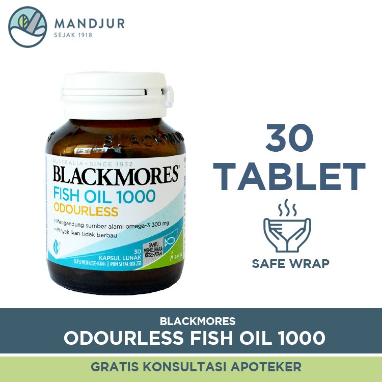 PROMO!!! Blackmores Odourless Fish Oil 1000 mg - Isi 30 Kapsul Lunak