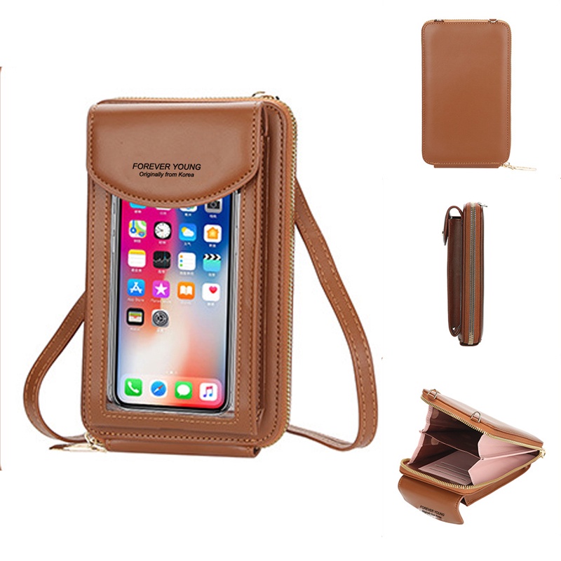 Dompet Hp dan Uang  Gratis Tali Selempang Bisa Di Atur Touchscreen Bisa Charging dan Headshet Tanpa Perlu Ribet Model Import Korea
