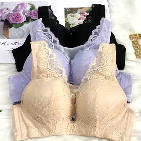 bra/ bh wanita 666 busa tipis kawat kombinasi renda CUP B (PROMO BELI 4 FREE MASKER)