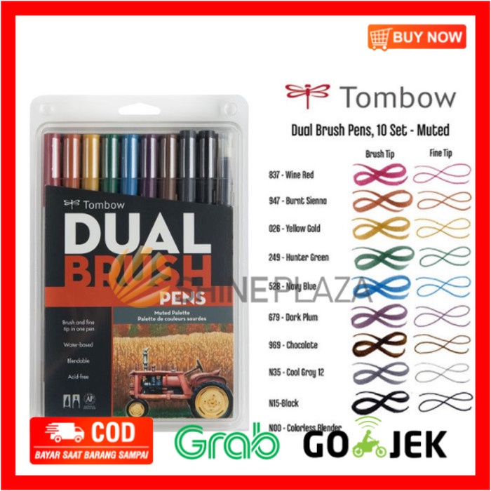 

(BISA COD) Tombow Dual Brush Pen Set 10 - Muted Palette