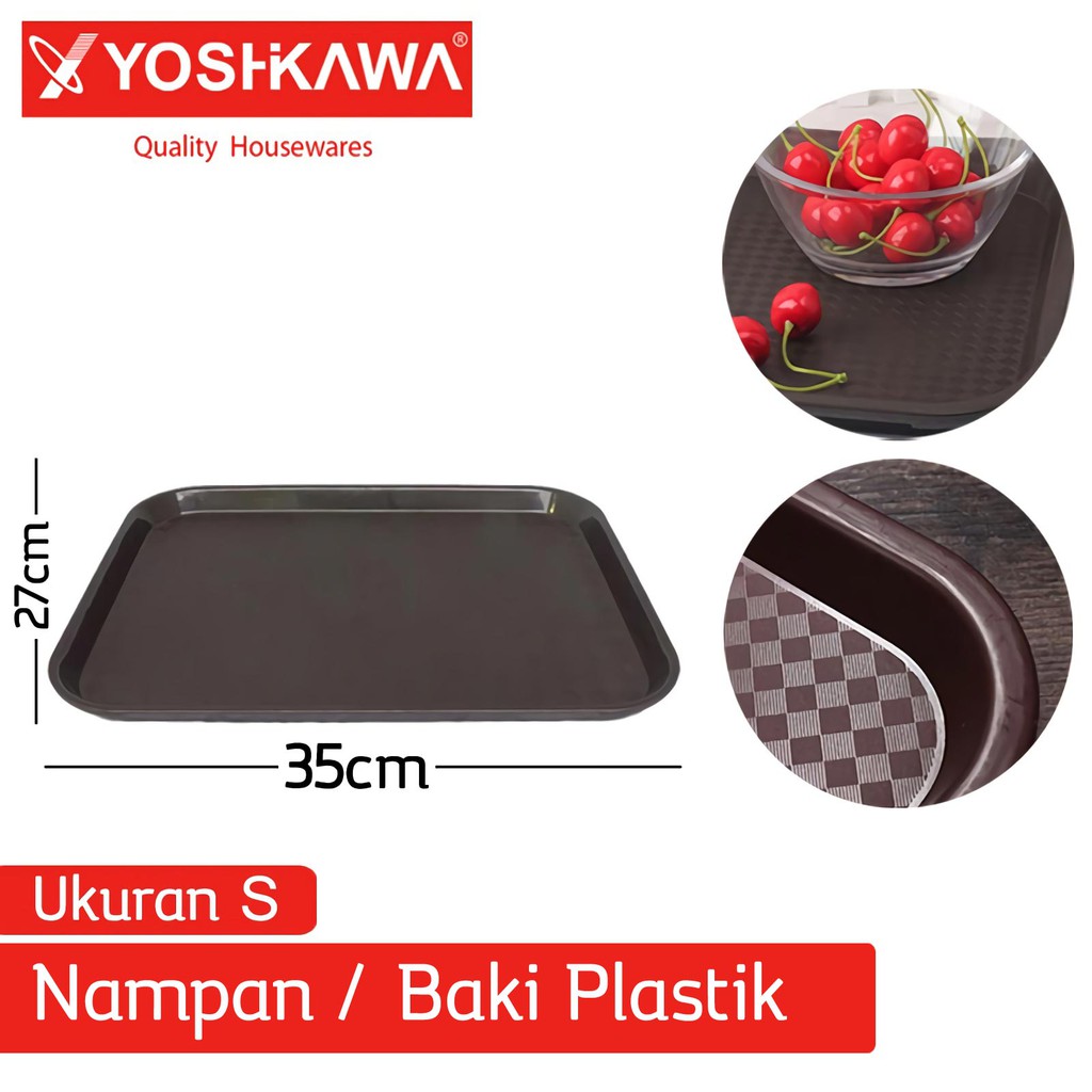 

YOSHIKAWA Nampan / Baki Plastik Restoran Ukuran S Plate Storage Rectangular Tray EVL-N-035 Coklat