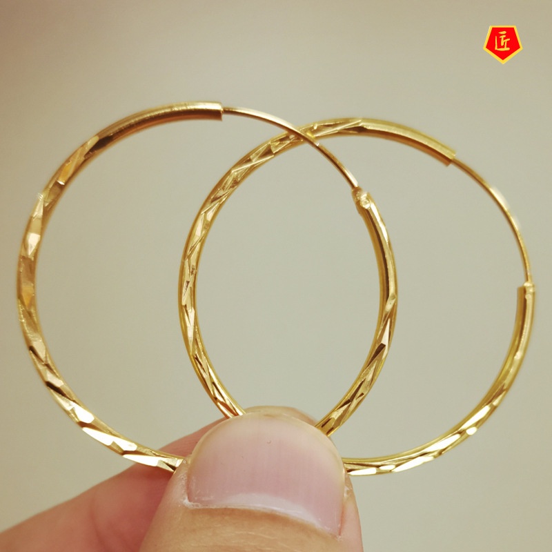 [Ready Stock]Simple Fashion 18K Gold Big round Ring Earrings