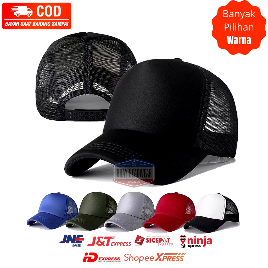 TERMURAH Topi Pria Wanita Jaring Polos Trucker Hat Dewasa Outdoor Premium Termurah