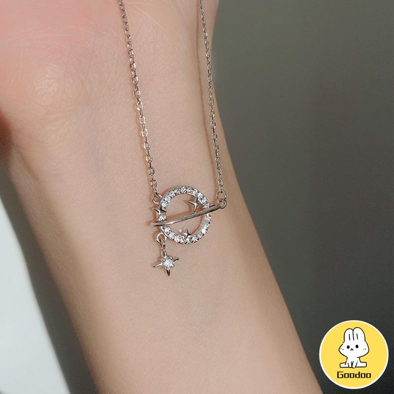 Planet Kalung Wanita Ringan Mewah Desain Niche Flash Diamond Temperamen Pacar Super Lembut -Doo