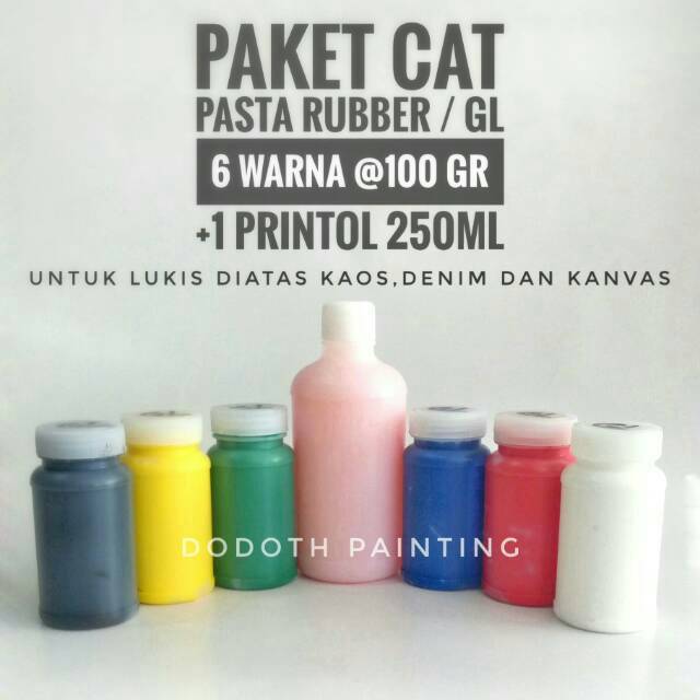 

Paket 6 Cat Pasta Rubber / Cat GL / Cat Akrilik Untuk Lukis di Kaos, Denim dan Kanvas