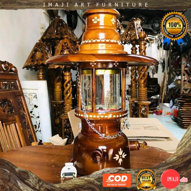 [ COD ] Lampu petromak gantung hias model cukit ukir cantik dekorasi teras rumah cafe vintage jadul 