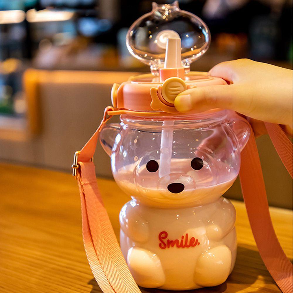 Preva Kettle Portable Perlengkapan Camping Sedotan Transparan Kawaii Botol Plastik