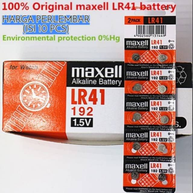 Baterai maxell LR41 SR41 AG3 Original Baterai Kalkulator Senter Hearing Aid