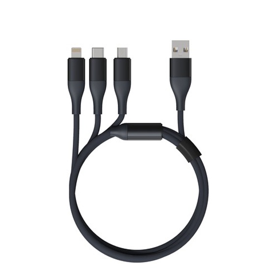 SOLOVE Kabel Charger 3 in 1 Micro USB + Lightning + USB Type C 1.2 Meter 2.4A