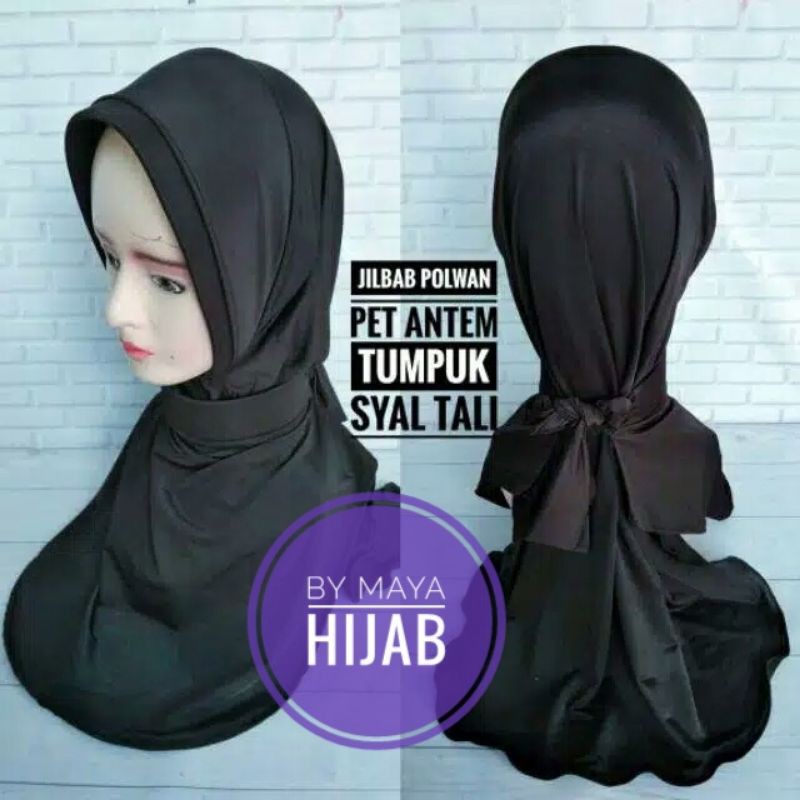 Jilbab Polwan Coklat Tumpuk Syal Tali