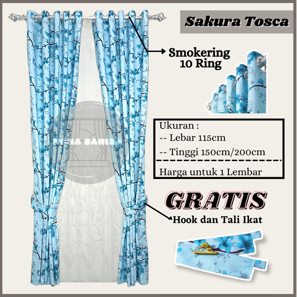 Gorden Sakura Jendela Pintu Minimalis Tirai Model Smokering Murah