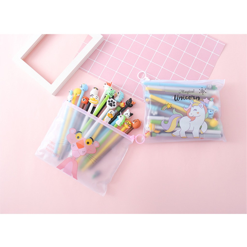 

[LOGU] 20 pena + Kotak pensil Unicorn dengan pena, Sarung pena atk motif unicorn pink panther