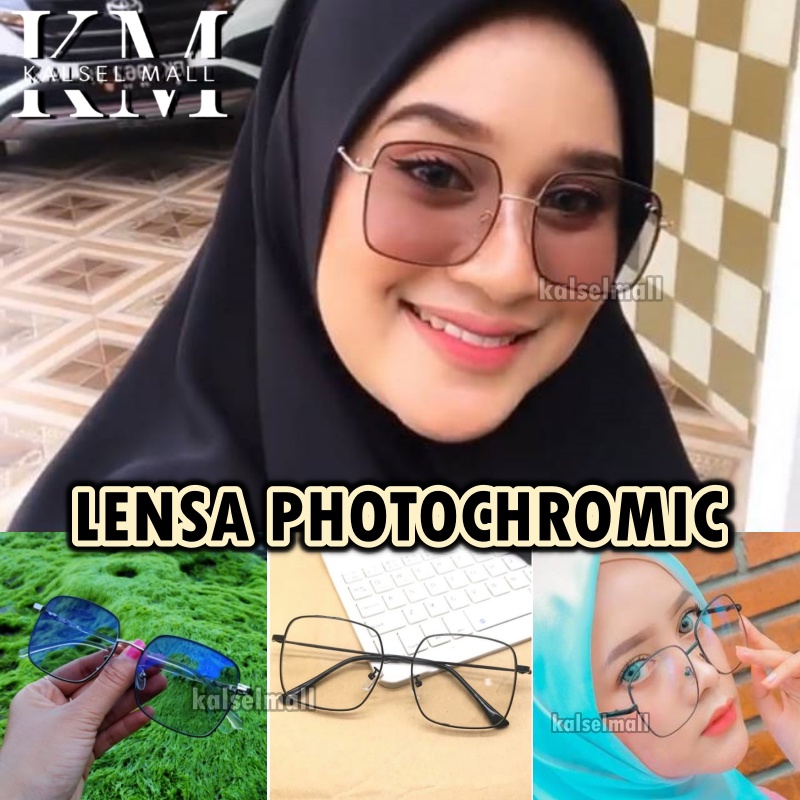 Kacamata Fotokromik Anti Radiasi Lensa Berubah Warna Hitam Original Frame Besar Kotak Antiradiasi Pria Wanita Korea Korea 2 In 1 Potokromik Photochromic Fotocromic Potocromic Kcamata Photo Foto Cromic Fotokromik FTK6