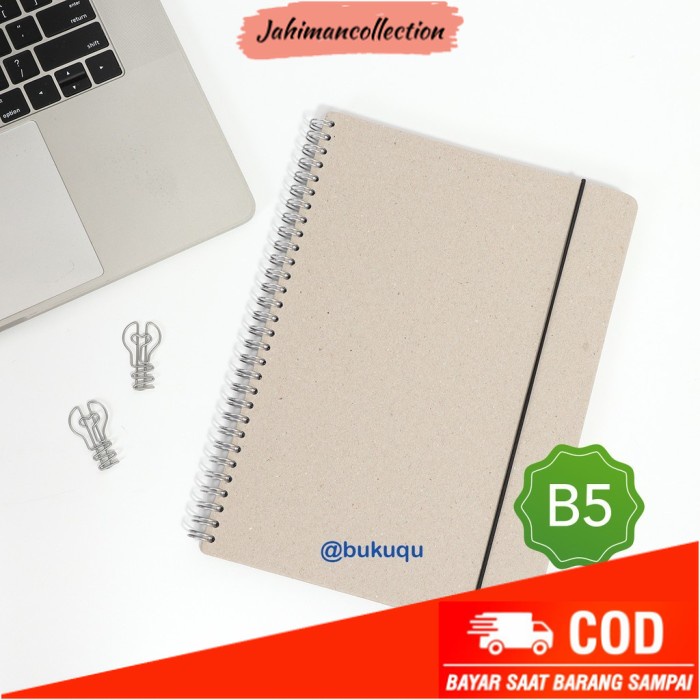 

✨ BISA COD ✨ Notebook Spiral Board - B5 /Grey Dotted Grid - Cream Paper, Grid