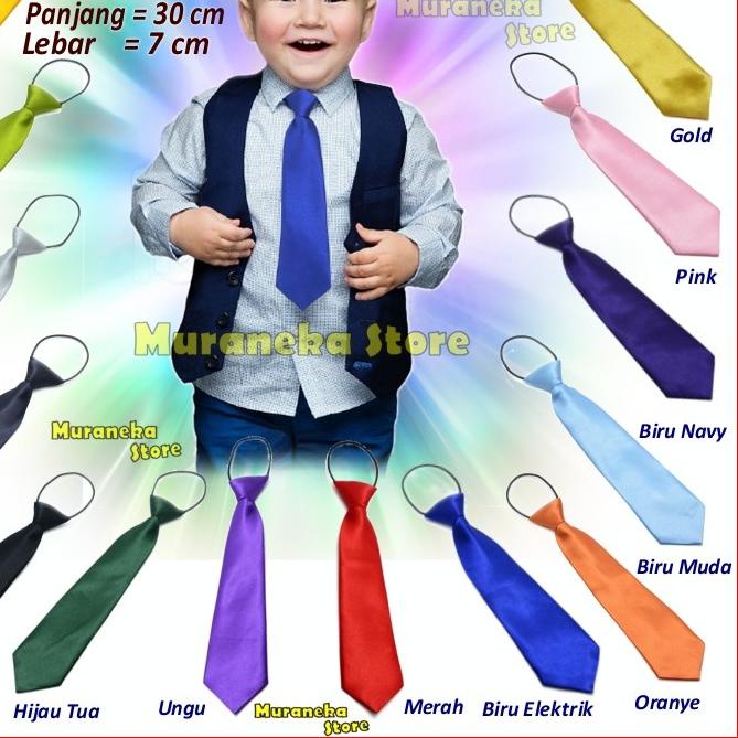 ✪ Dasi Anak Instan Hitam Laki Kecil Polos Anak2 Tk Panjang Pesta Balita Cowok Sd Tahun Merah Biru Lu
