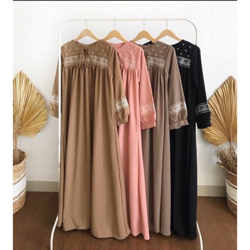 GAMIS MOMOKA BORDIR DAILY BUSUI DRESS WOLFIS