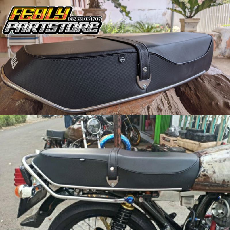 JOK GL100 GL125 MBTECH SADEL GL 100 125 MBTECH SARUNG JOK GL100 125 MBTECH SPON BIRU SARUNG SADEL GL