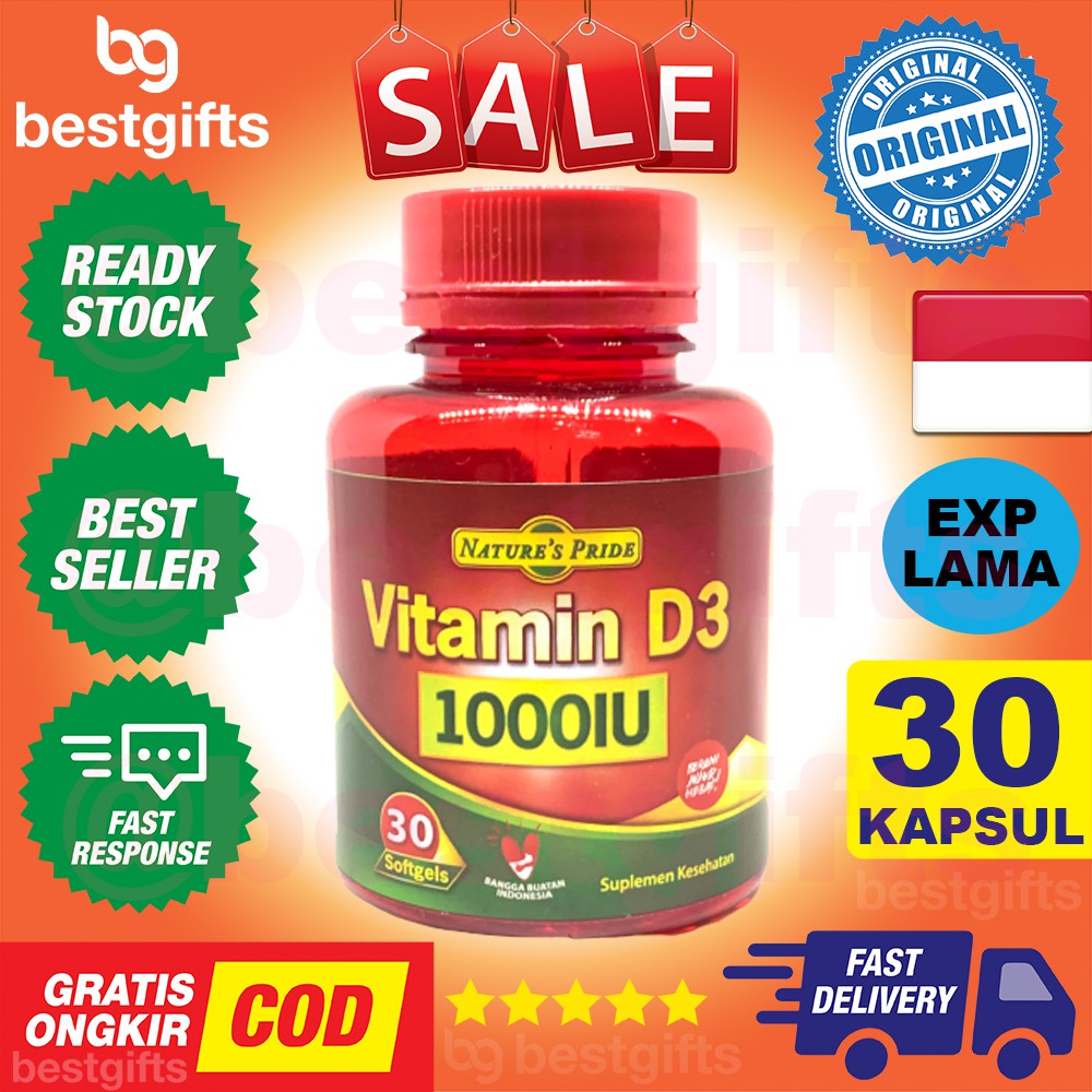 NATURE'S NATURES NATURE PRIDE VITAMIN D3 VIT D 1000IU 1000 IU TULANG GIGI KEKEBALAN TUBUH 30 KAPSUL